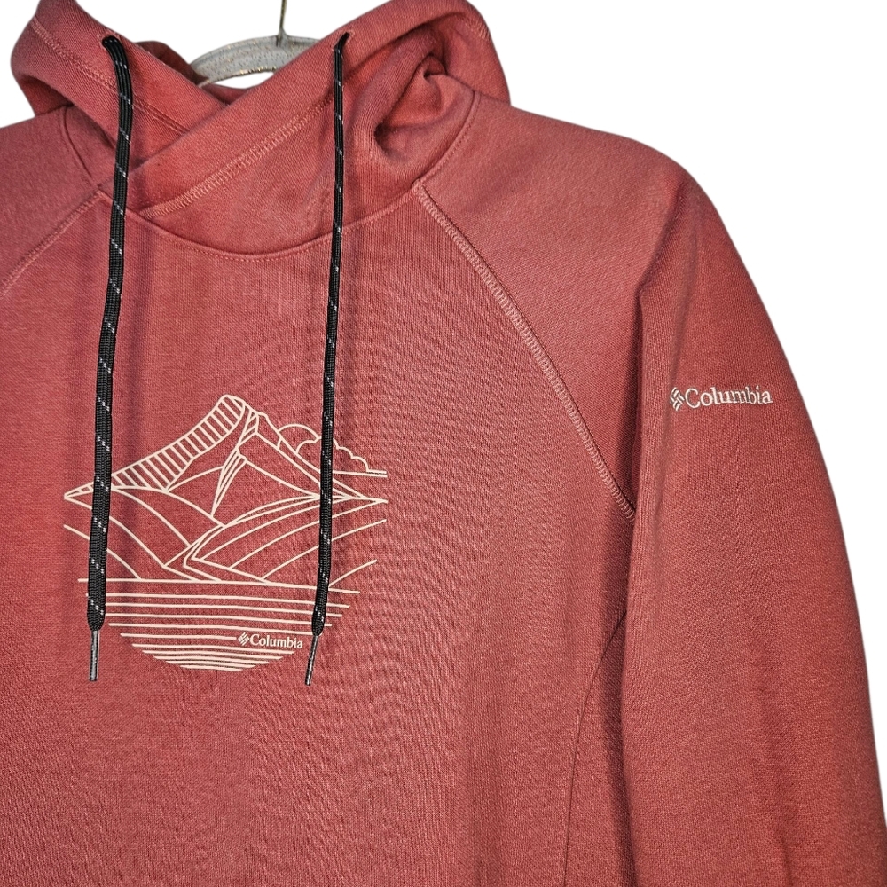 Columbia Hart Mountain Grapihc Hoodie Woman's Small Mauve outdoor pockets NWOT - Picture 3 of 6